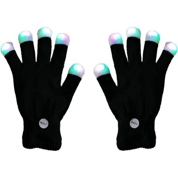 7 colors light show LED Gloves Rave Light Finger Lighting Flashing Glow Mittens - Picture 1 of 8